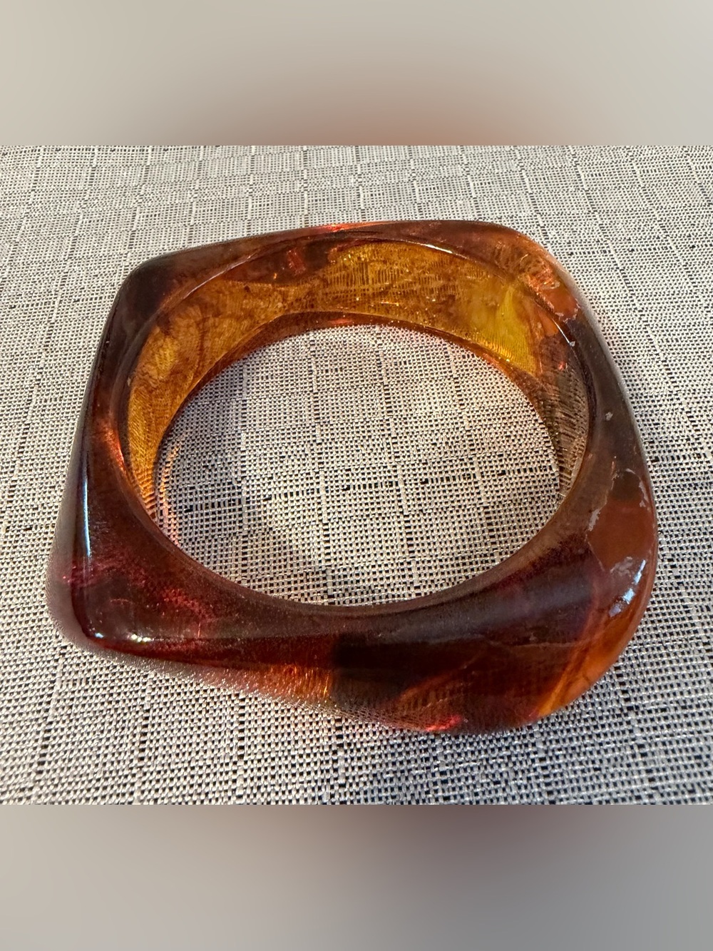 Amber Resin Square Bangle Bracelet